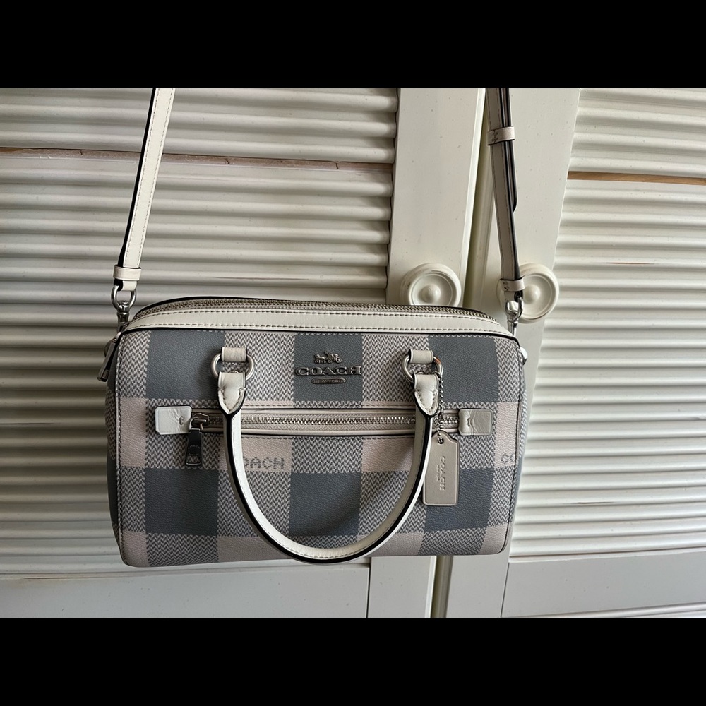 Coach Rowan Satchel Grey Buffalo Plaid